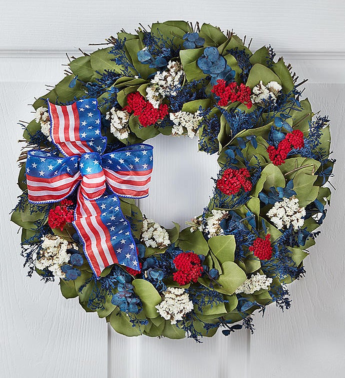 Preserved Red, White and Beautiful Wreath -16"